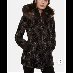 Desigual Eylau Hooded Padded Jacket/Coat Black, Gold Size 38/US Size 4